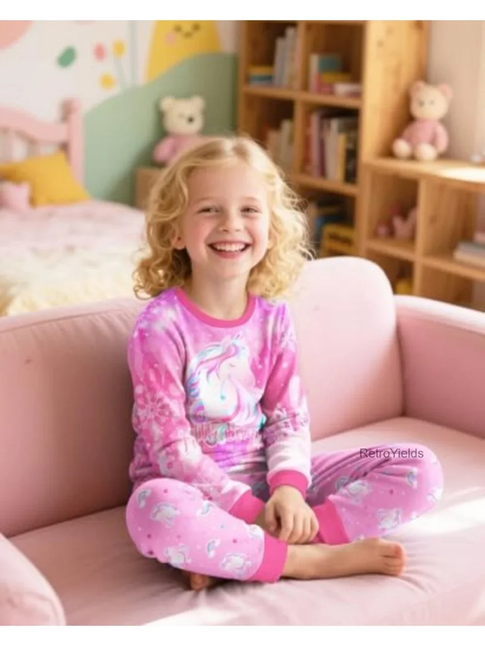 Girls Pajama Set Long Sleeve 2 Piece Unicorn Sleepwear Toddler Kids